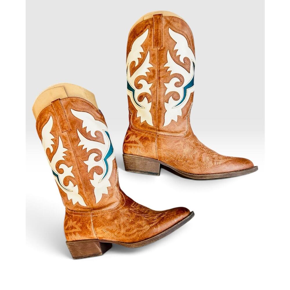 Matisse Stampede 2 Western Cowboy Boots Brown Turquoise Women’s 8.5 - Picture 3 of 16